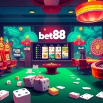 Experience the thrill of Bet88's online casino with vibrant slot machines and engaging gaming interfaces.